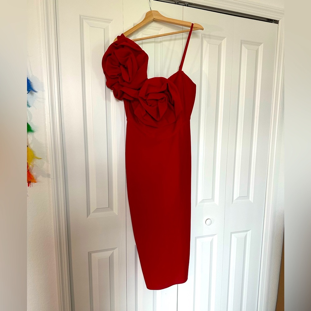 Fashion Nova Red One-Shoulder Sheath Cocktail Dress